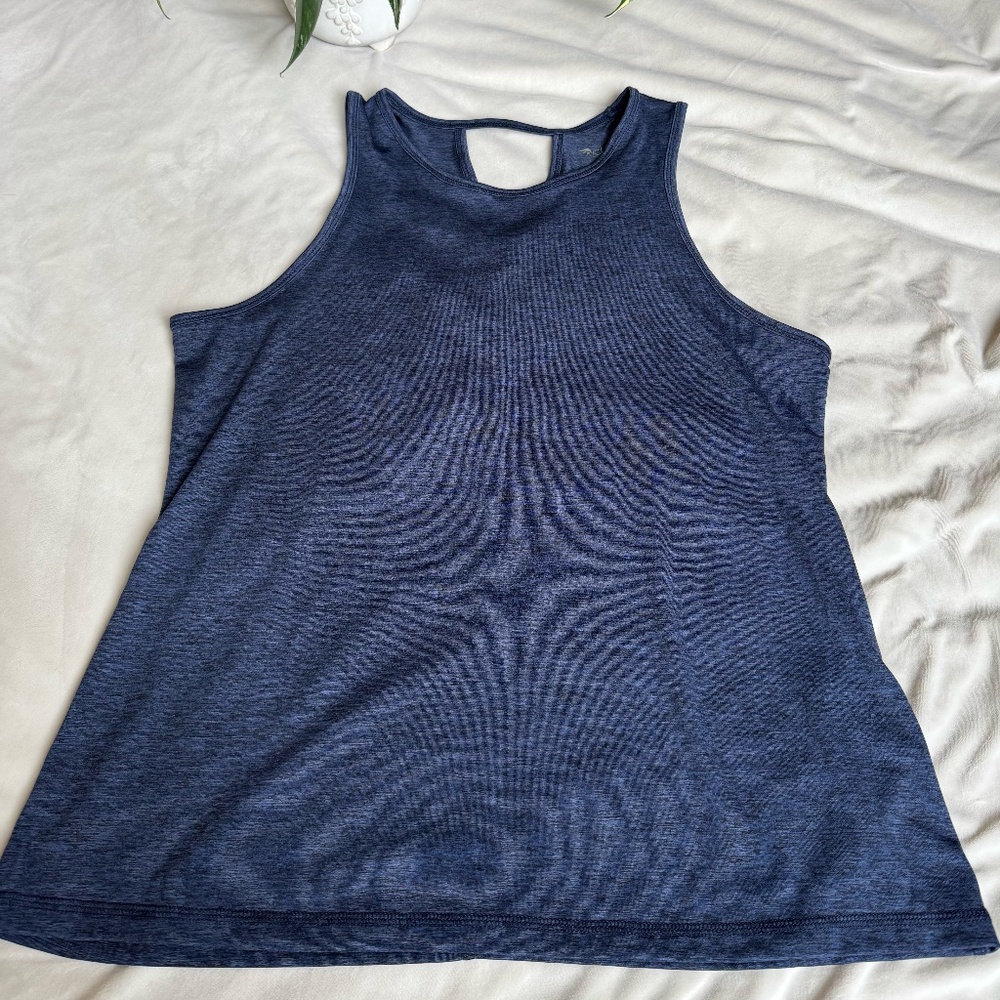 IDEOLOGY Women's Navy Blue Heathered Keyhole Back Active Tank Top SIZE L